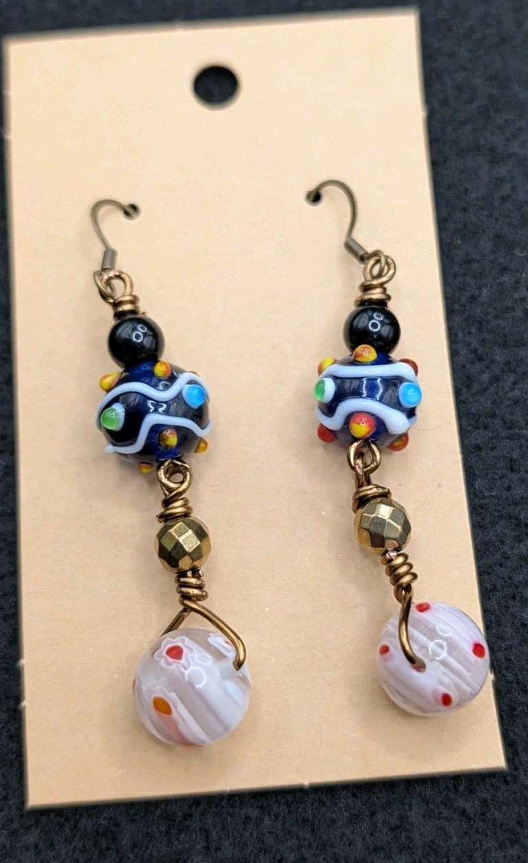 Women’s Artisan Stylish Fun Glass Mixed Beaded Drop Dangly Hook Earrings