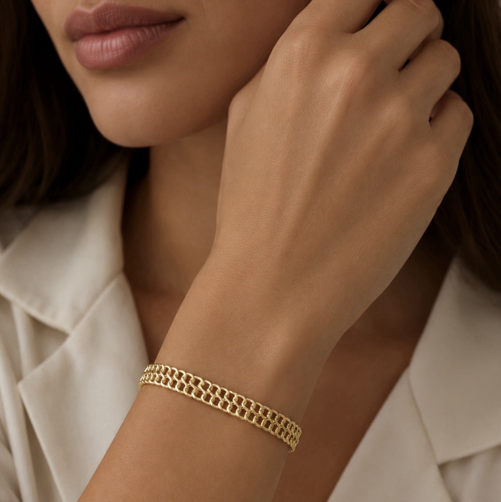 9ct Figure-8 Curb Bracelet Yellow Gold 19cm Long 6mm Wide HALLMARKED RRP £495