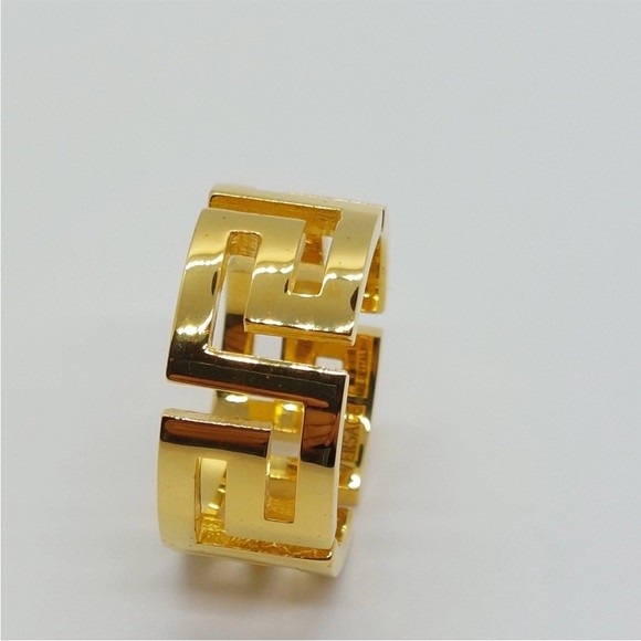 Versace Gold Color Metal “Greca” Ring Sz Italy 23
