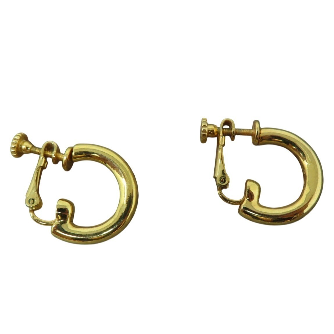 Vintage Joan Rivers Classic Elegance Yellow Gold Tone Screw Back Hoop Earrings