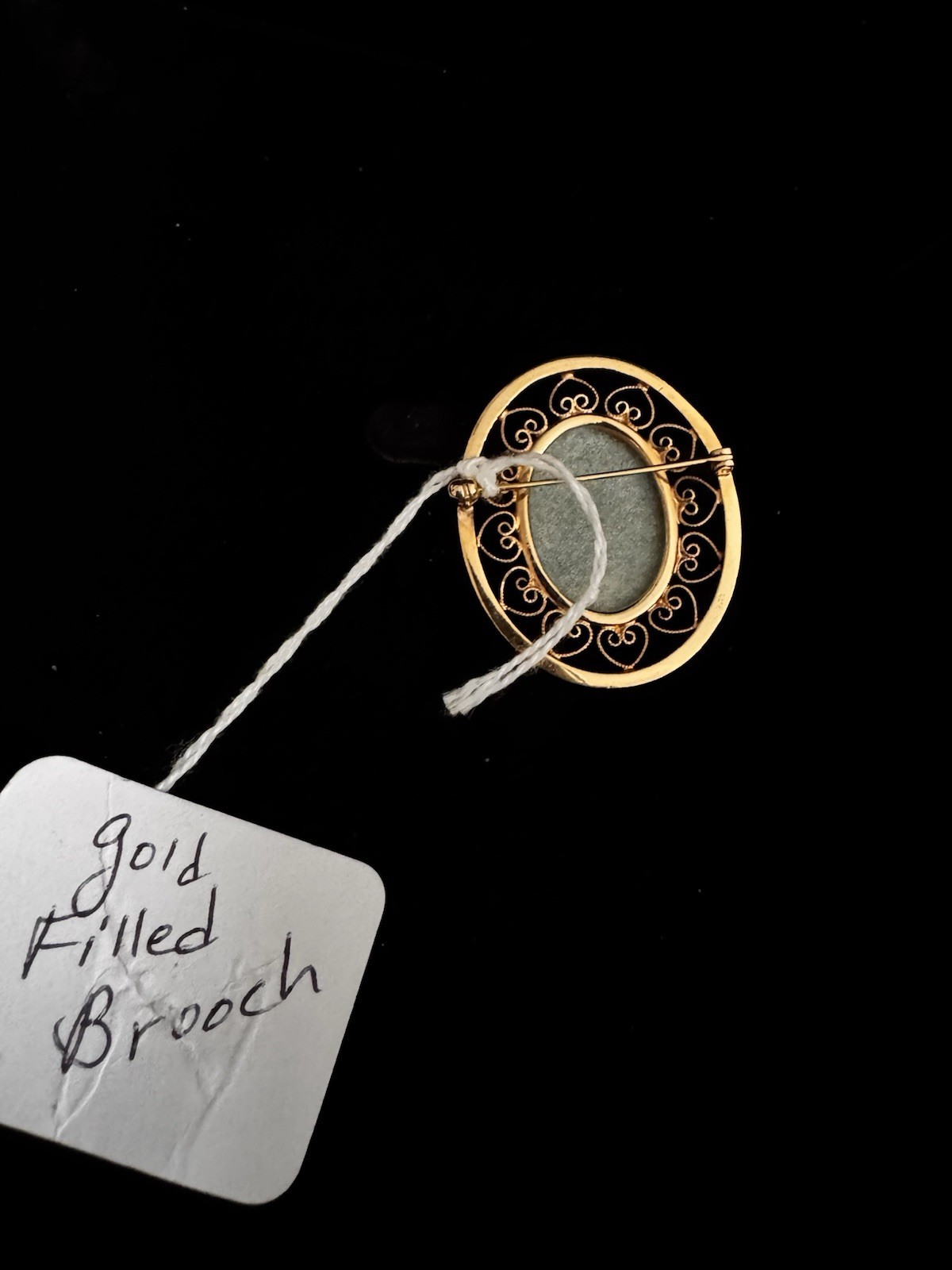 Vintage Gold Filled Green Gemstone 1/20 12k Brooch