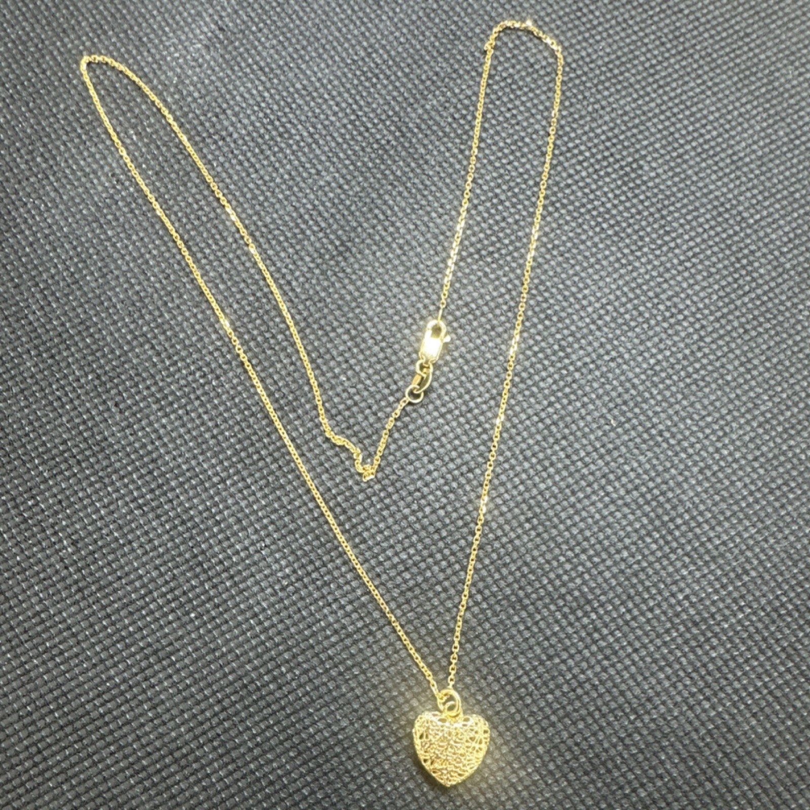 RCI Yellow Gold 14k Heart Pendant Necklace Charm Italy Signed 18 inch chain.