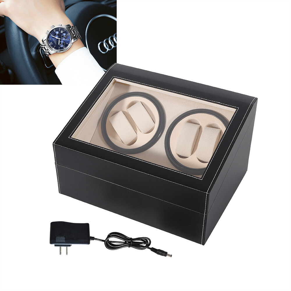 4+6 Automatic Rotation Watch Winder Display Case Wooden Storage Box US