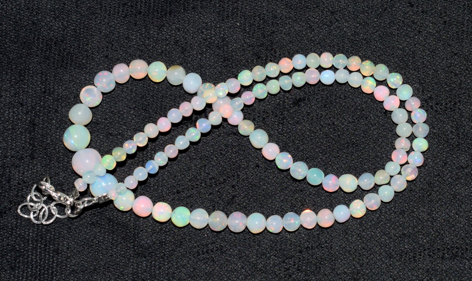 16″Natural Ethiopian Opal Wello Fire Opal Gemstone Beads Necklace Jewelry A0764