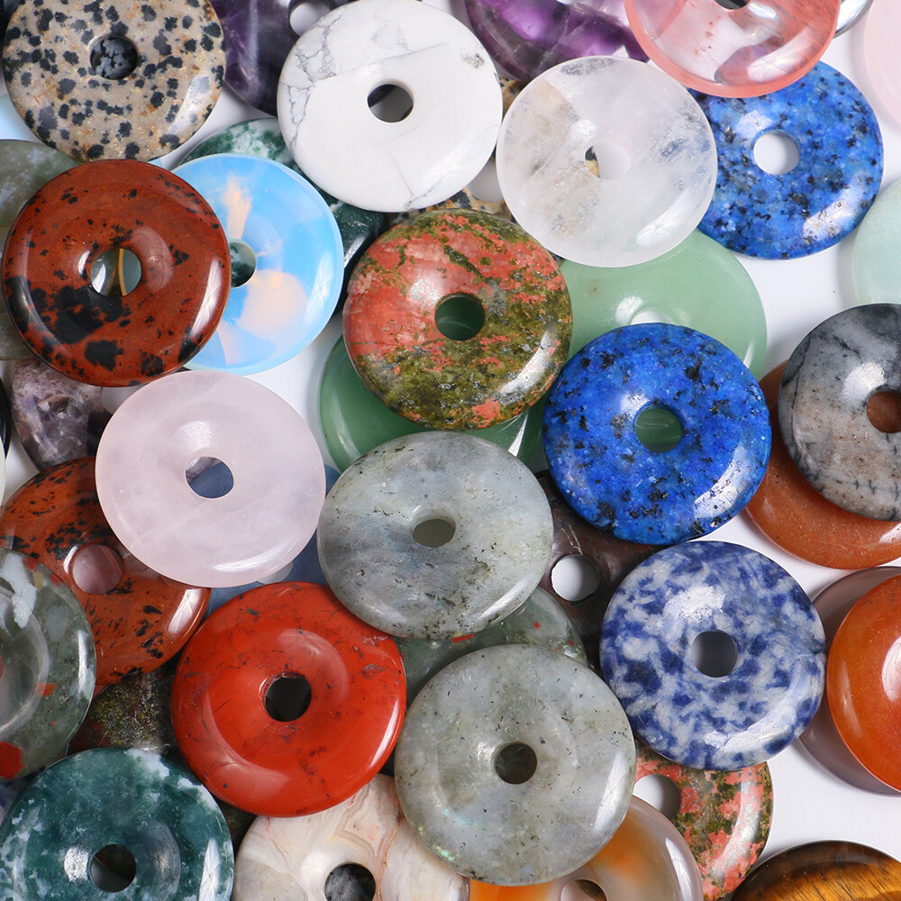 30mm Healing Crystal Peace Donut Beads Lucky Circle Donut Pendant Jewelry Making