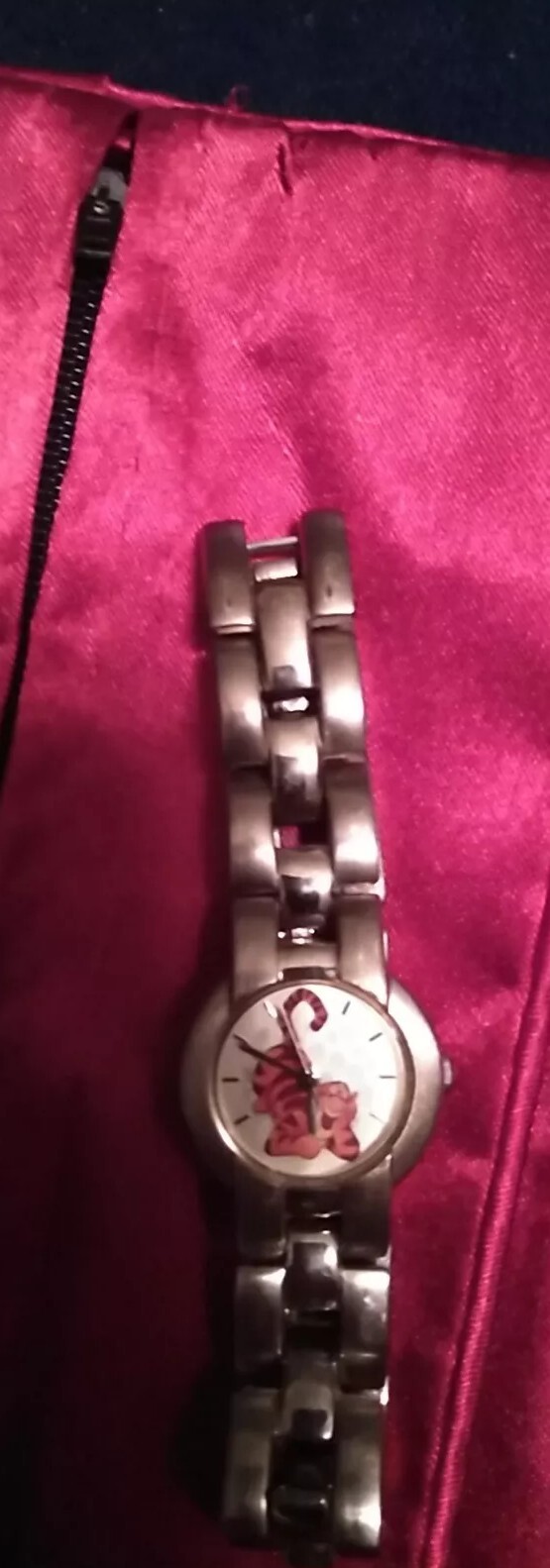 Vintage Disney Tigger SII Seiko Stainless Steel Silver Ladies Watch Flowers 7.5″