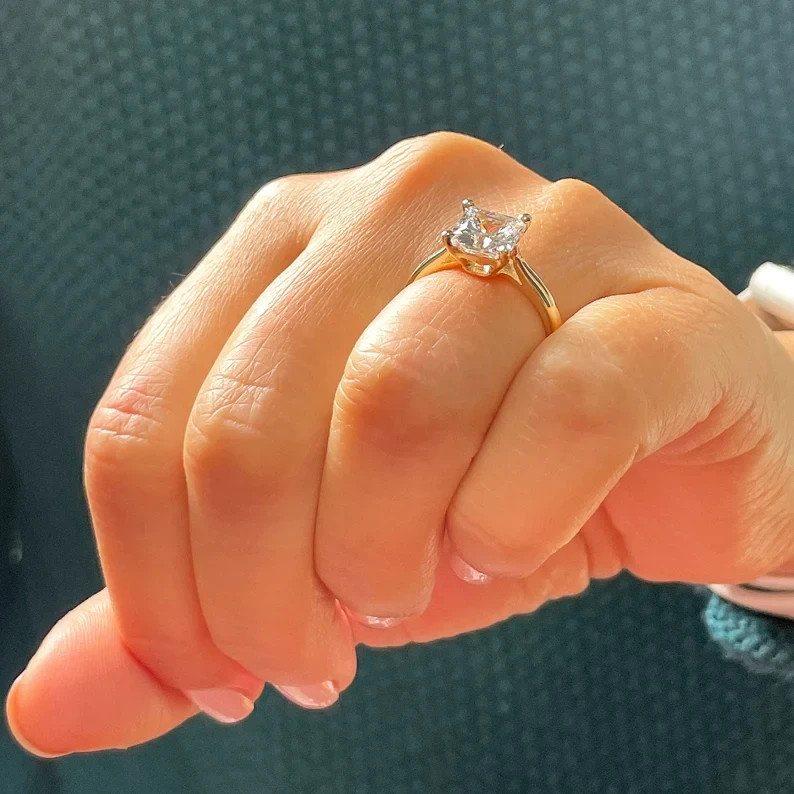 1.50Ct UGL 14K Multi Gold Princess Engagement Ring DEF I1-I3 Natural Diamond