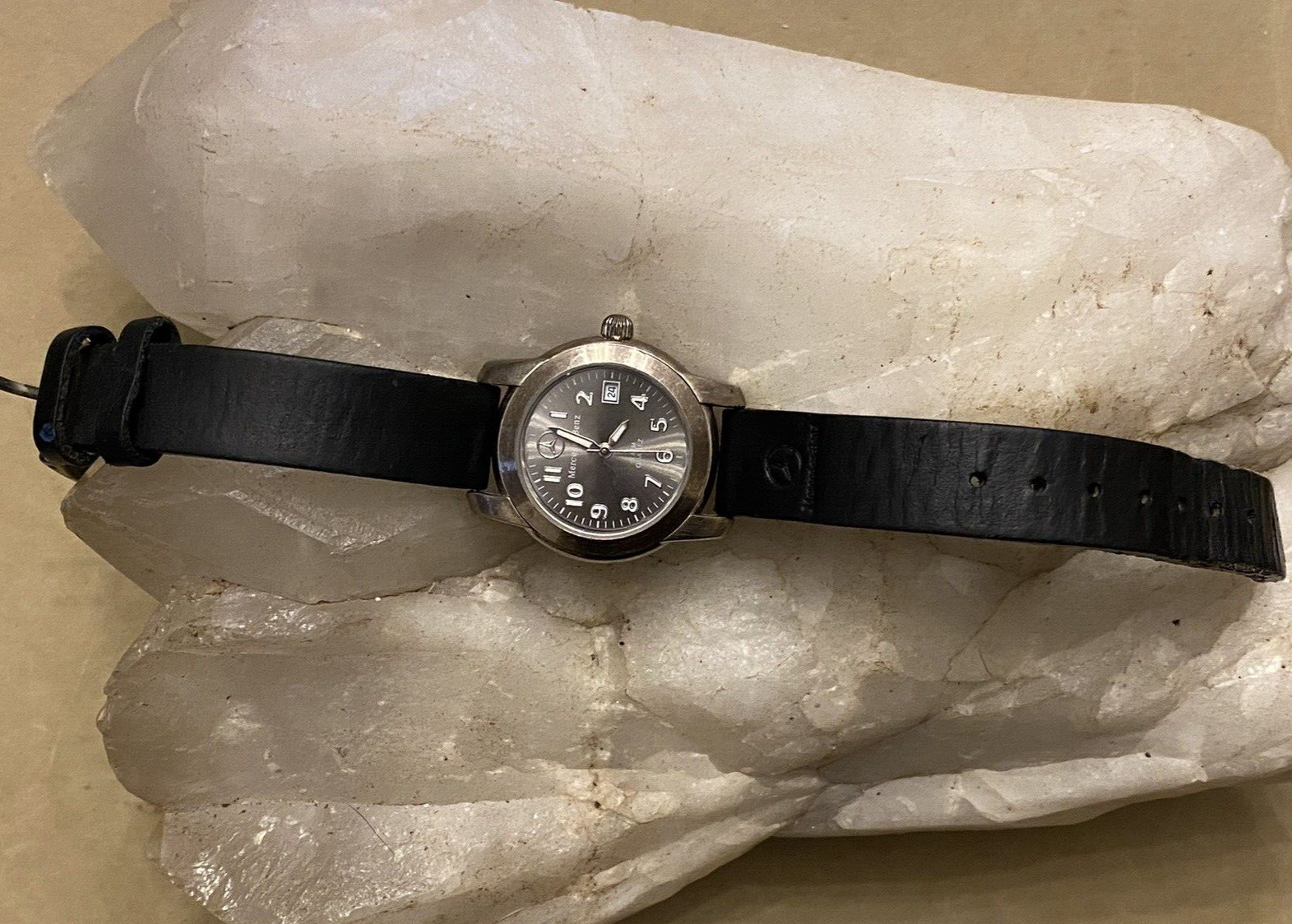 Women’s Classic Silver/Gray/Black Mercedes Benz-Water Resist-Quartz Watch.