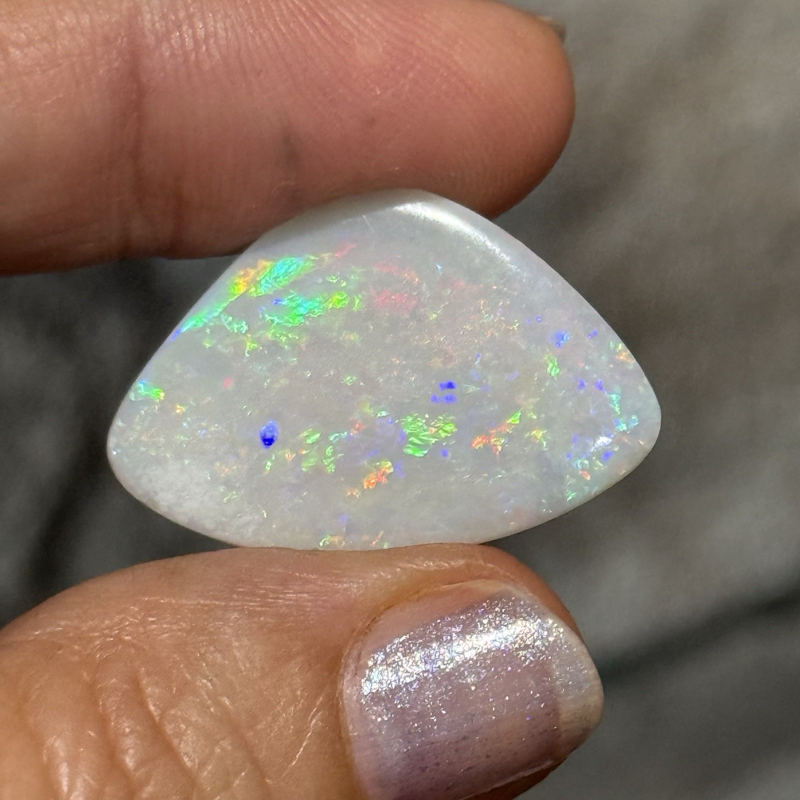 12.10ct 28c19x3.7mm Colorful White Australian Crystal Pipe Opal Cabochon Gem