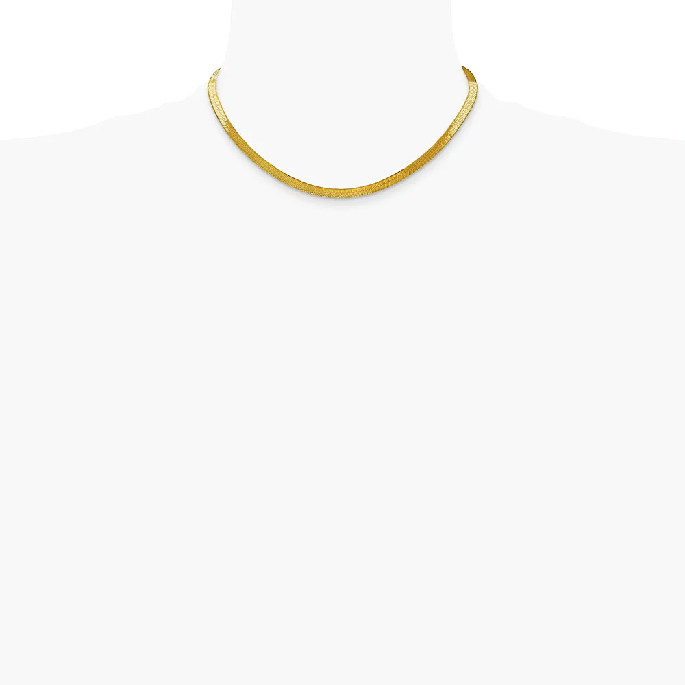 14K Yellow Gold 5mm Silky Herringbone Chain Necklace 16″-24″