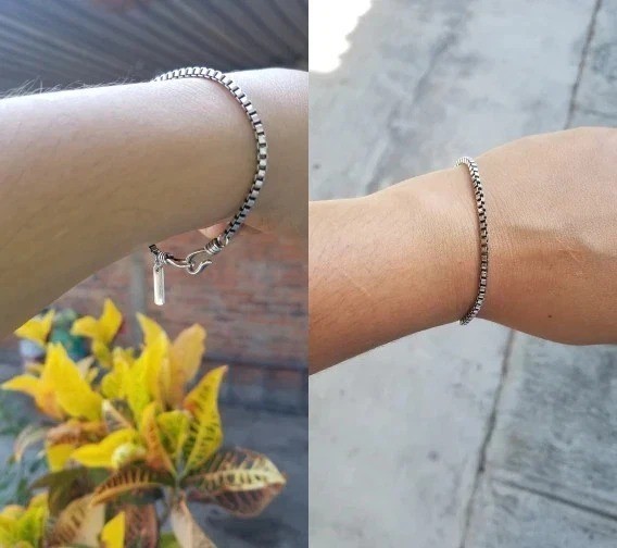 Women s 925 Sterling Silver Beads Handmade Retro, Geometric Bracelet Gift
