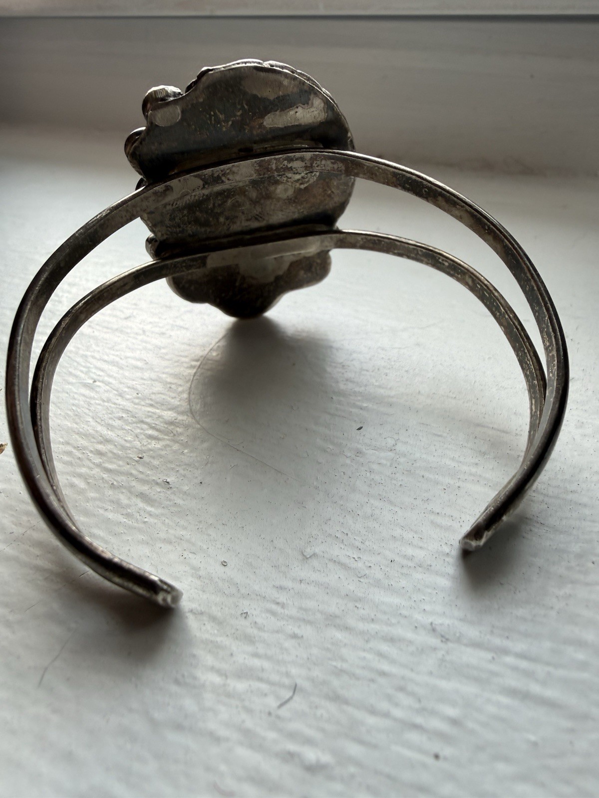 Vintage Native American Sterling Silver Turquoise Cuff Bracelet – Handcrafted Le