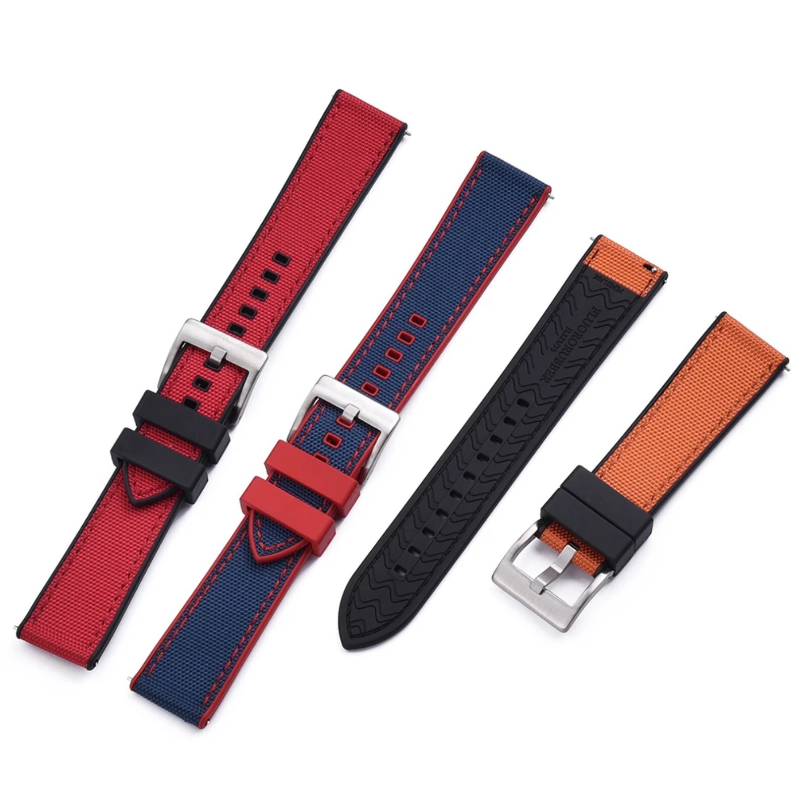 20 22mm Nylon Rubber Dive Watch Strap Hybrid Canvas Quick Release Band