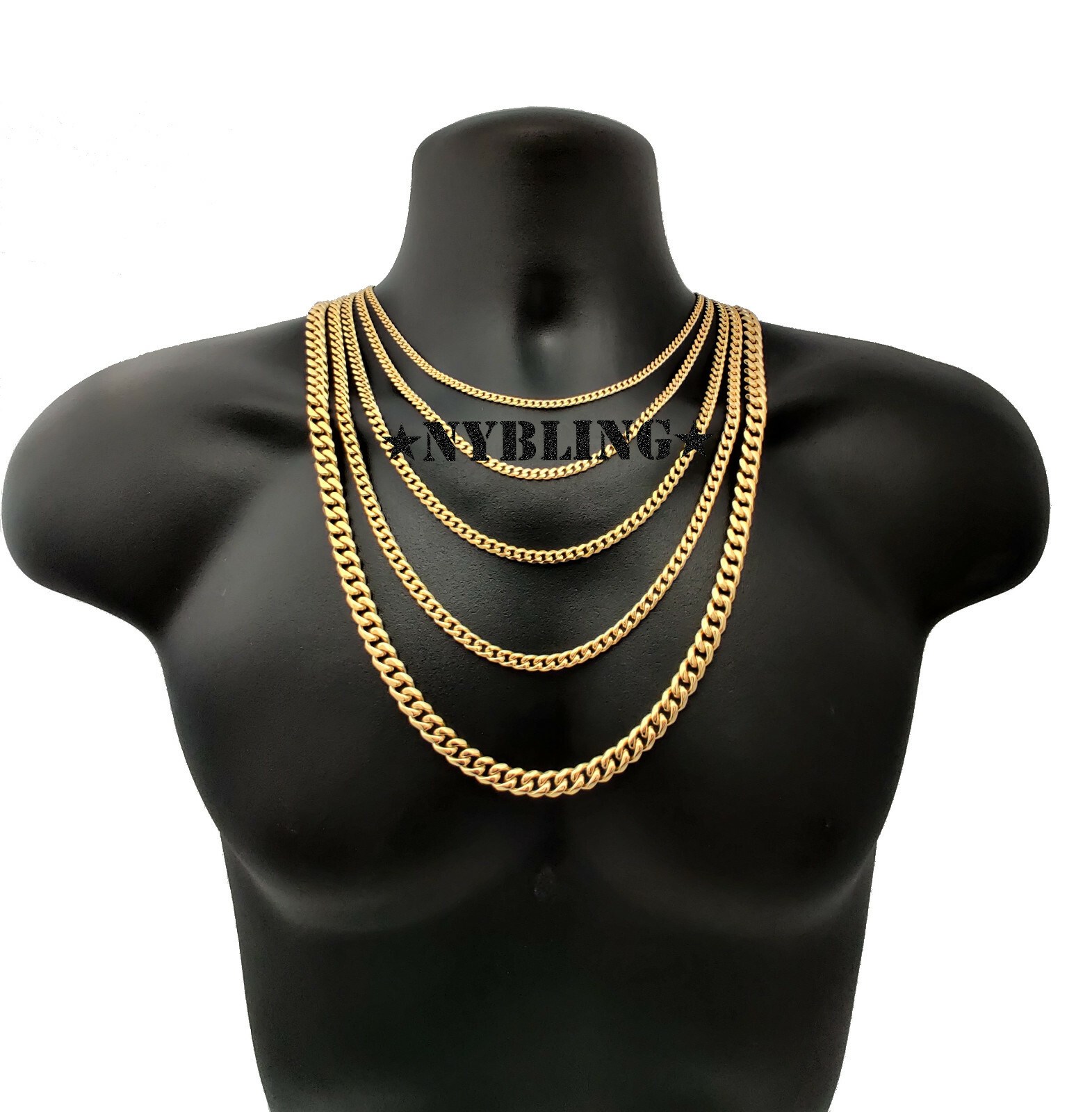 Miami Cuban Curb Link Chain Necklace 18k Gold Plated Stainless Steel Never Fades