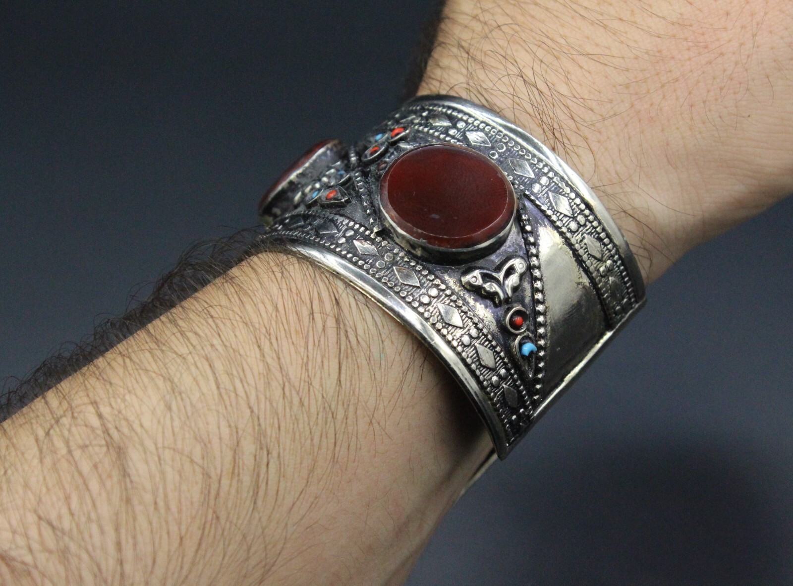 Afghan Cuff Bracelet, Carnelian Stones Cuff Bracelet, Boho Cuff Bracelet #B09