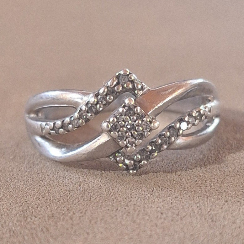 Vintage Sterling and Diamond Ring size 6.5