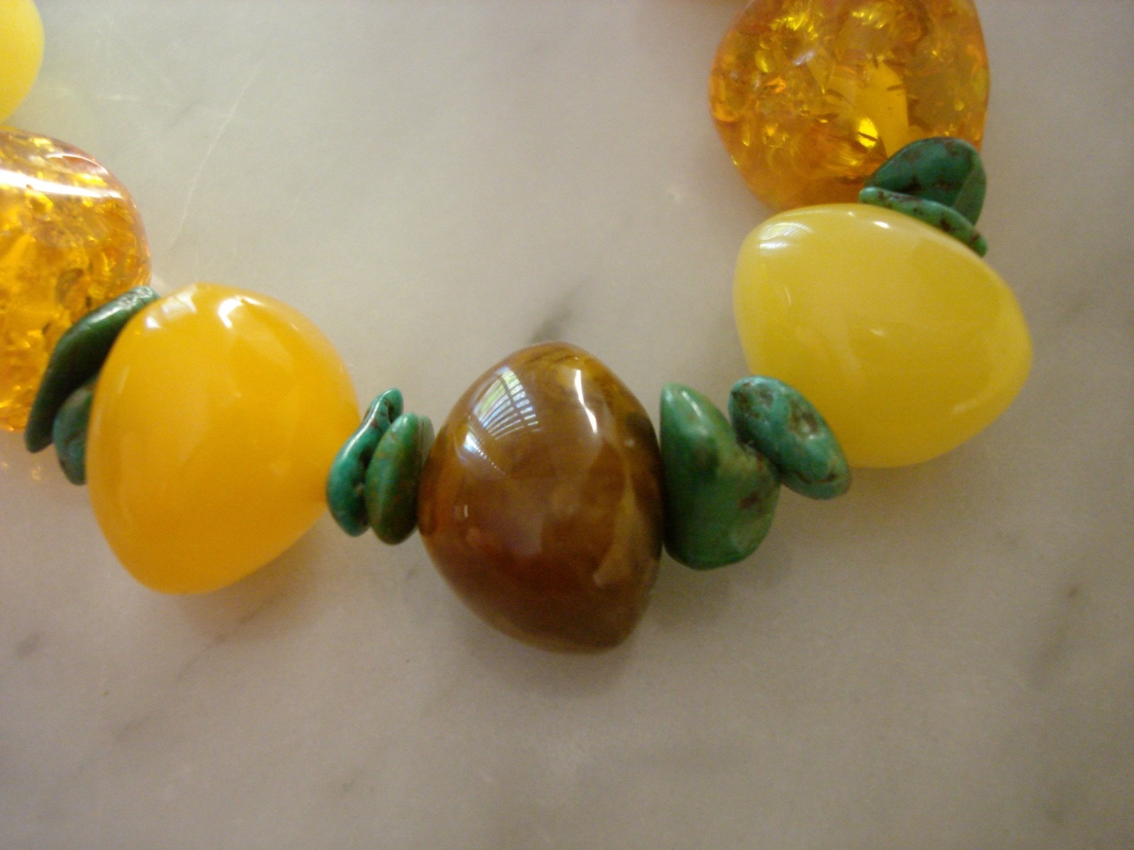 Vintage Navajo Baltic Butterscotch Amber Turquoise Nugget Bracelet
