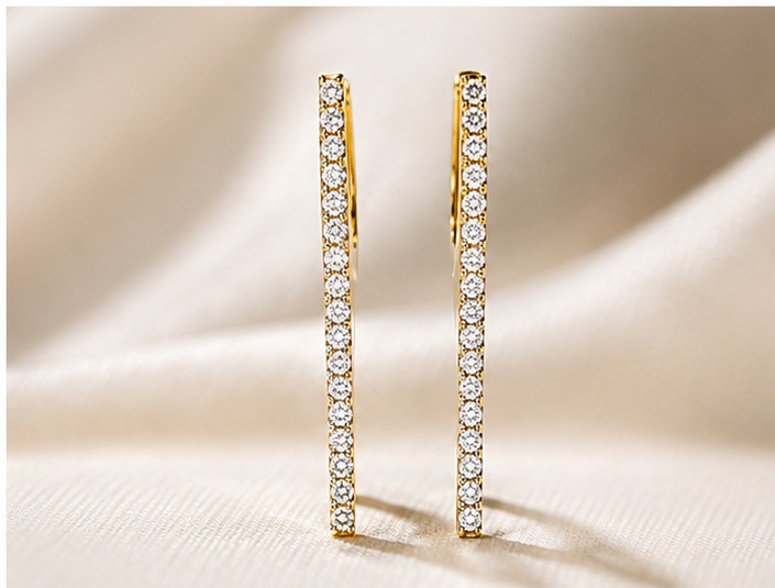 2Ct Moissanite Dangle Hoop Earrings VVS1-D Excellent Cut 14K Yellow Gold Plated