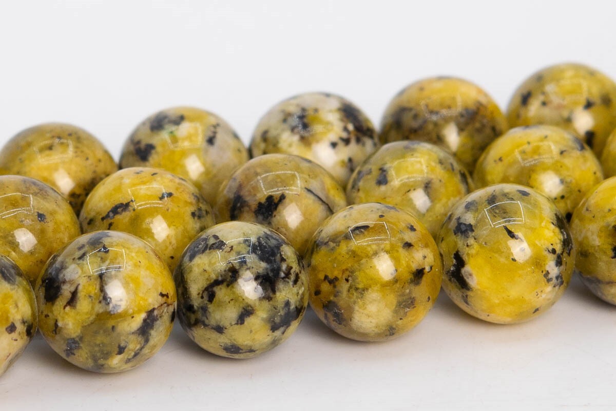 8MM Mustard Yellow Jade Beads Grade AA Round Gemstone Loose Beads