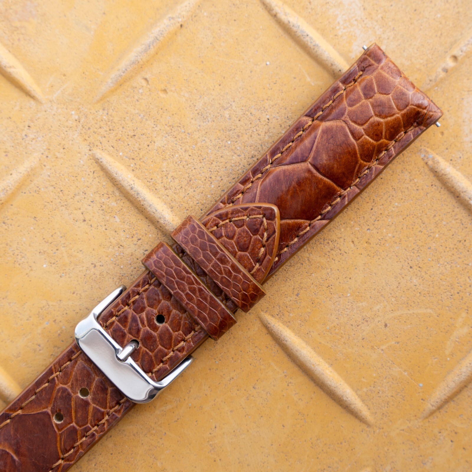 Genuine Light Brown Ostrich Leg Leather Watch Strap Band Men’s 14-26mm