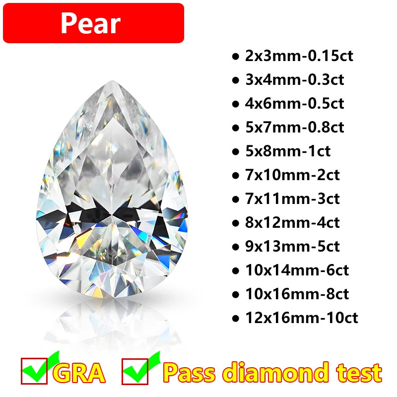 1-10ct Full Shape Moissanite Loose Stone D Color Moissanite Gemstones Wholesales