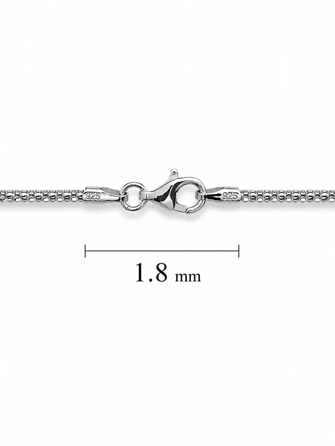 Popcorn Chain Necklace Rhodium Plated 925 Sterling Silver Italy 1.4-3.5mm