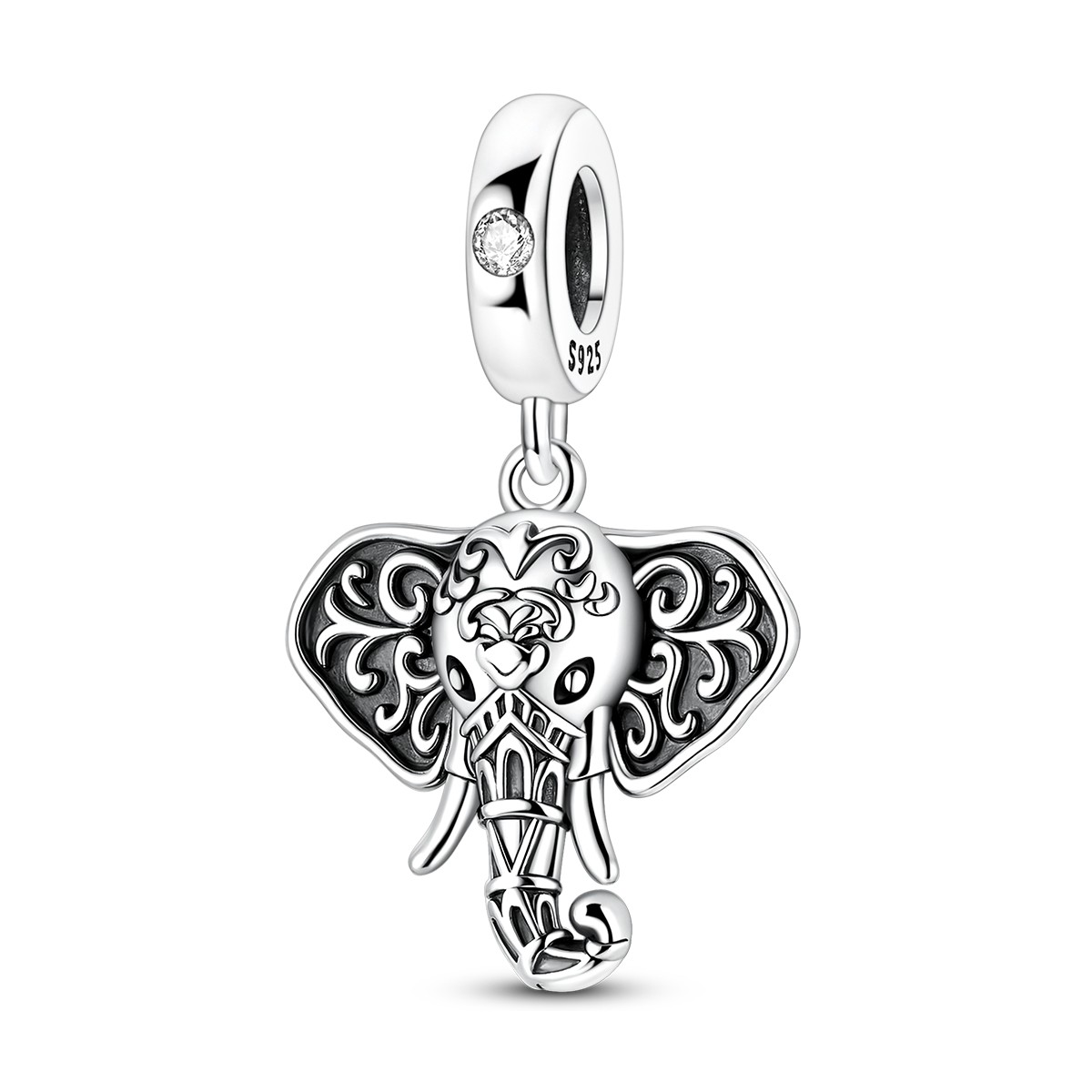MULA Fine 925 Sterling Silver Charm 5A CZ Elephant Pendant for Women Bracelet