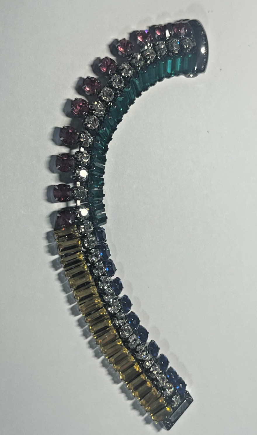 Henri Bendel Duchess Statement Bracelet Jewel Tone Crystals Hematite Rare