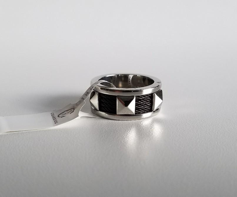 CHARRIOL Forever Steel and Black PVD Ring Studs Size 8 1/4 NWT $242