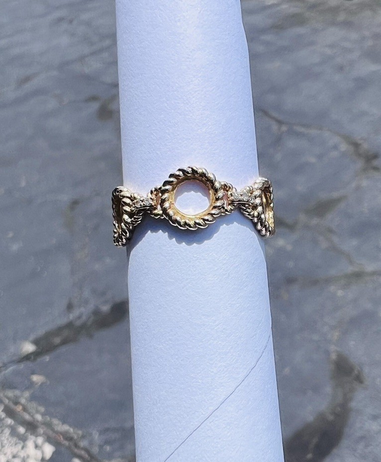 14k effy gold Circle Link Band with accent diamonds Sz 7’