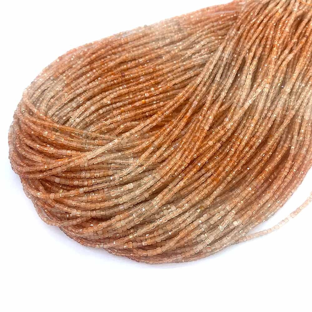 Natural Genuine Sanidine Gold Sunstone Faceted Small Edge Cube Loose Beads