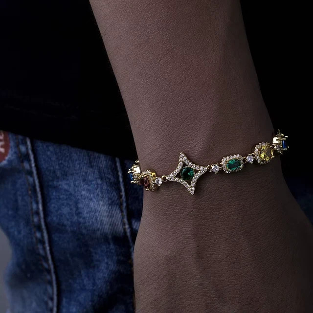 15Ct Multi Cut Lab Created Multicolor Tennis Bracelet 14K White Gold Plated