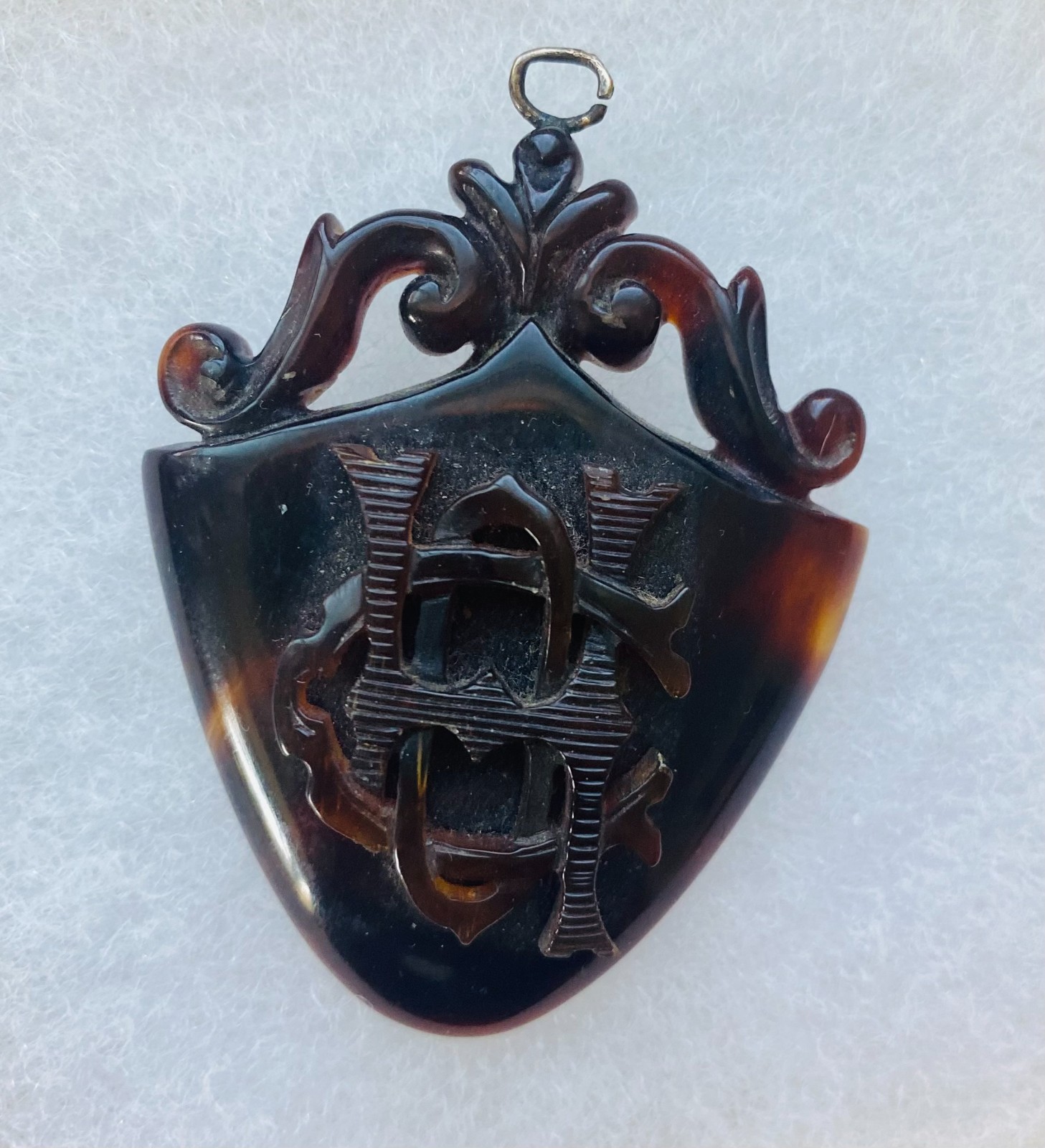 Victorian Tortoiseshell Monogrammed Pendant (Missing a piece) (WW030)