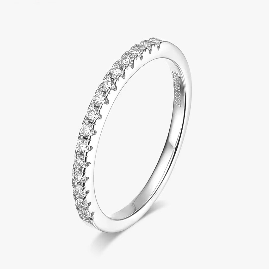 1.5mm D VVS1 Moissanite Women Half Eternity Band Ring 18K White Gold Plated GRA