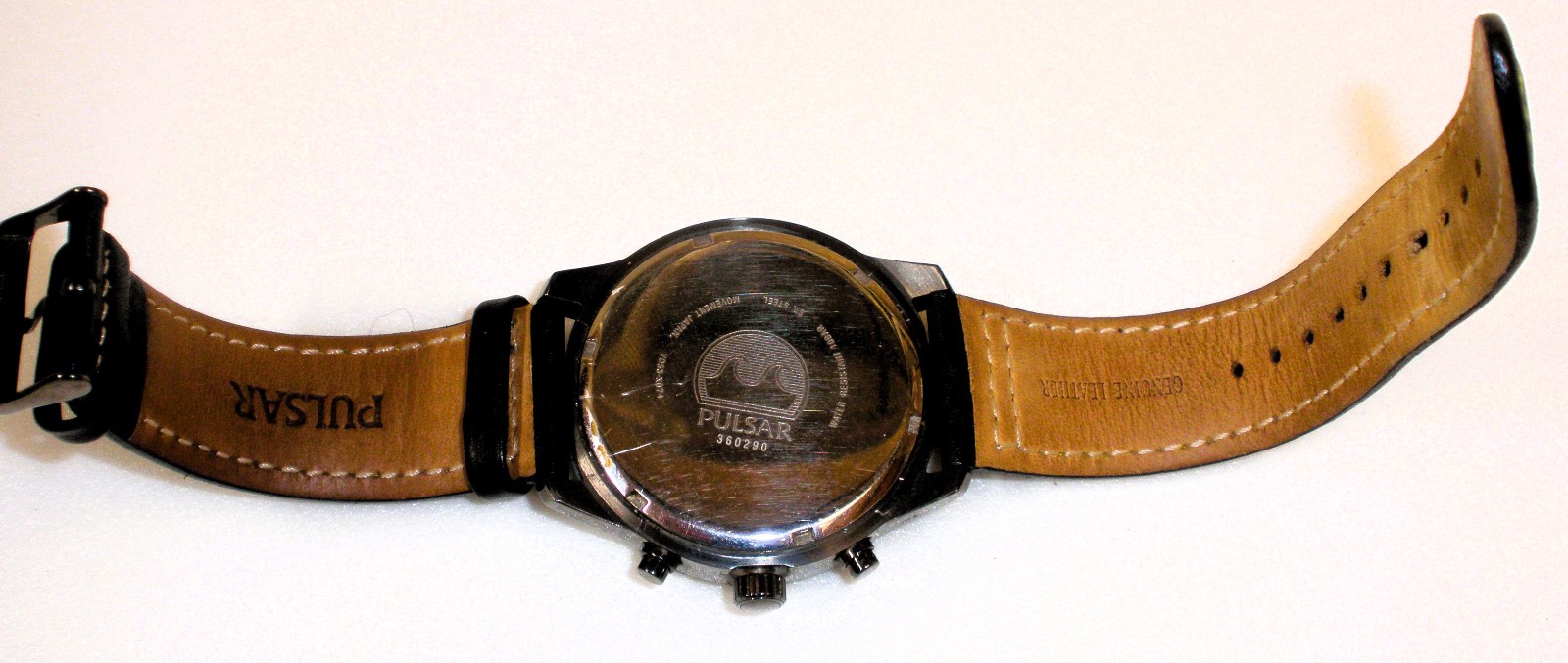 Pulsar VD53-X074 Chronograph 100m Watch Black Dial 44mm inc oem Leather Strap