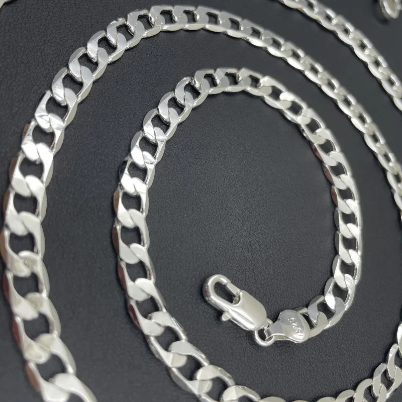 925 Sterling Silver Double Link Parallelo Charm Bracelet Anklet All Sizes Unisex