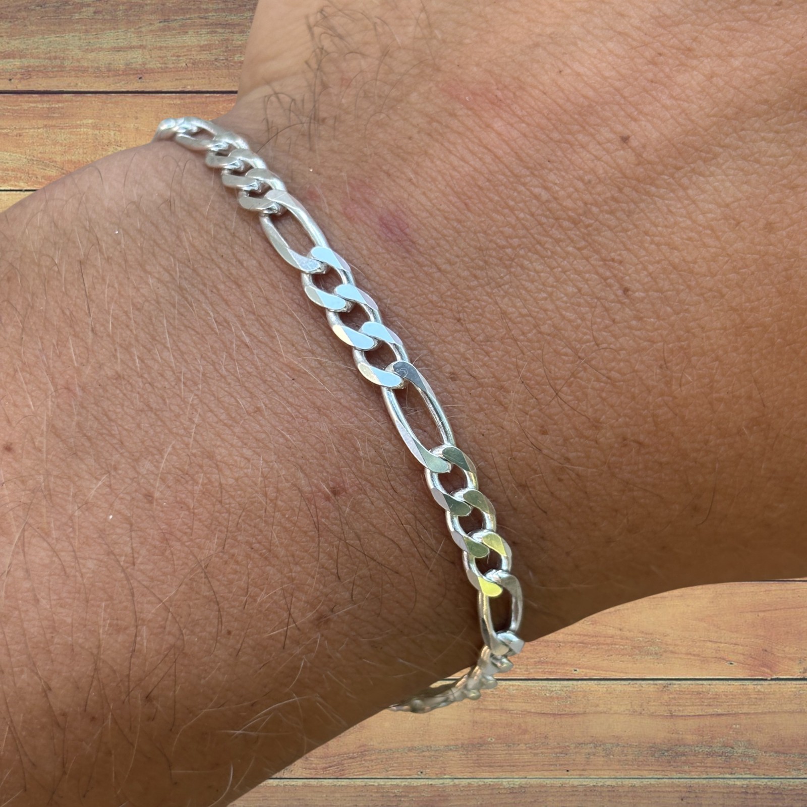 5mm Figaro Bracelet Link – Real Solid 925 Sterling Silver Or 14k Gold Vermeil