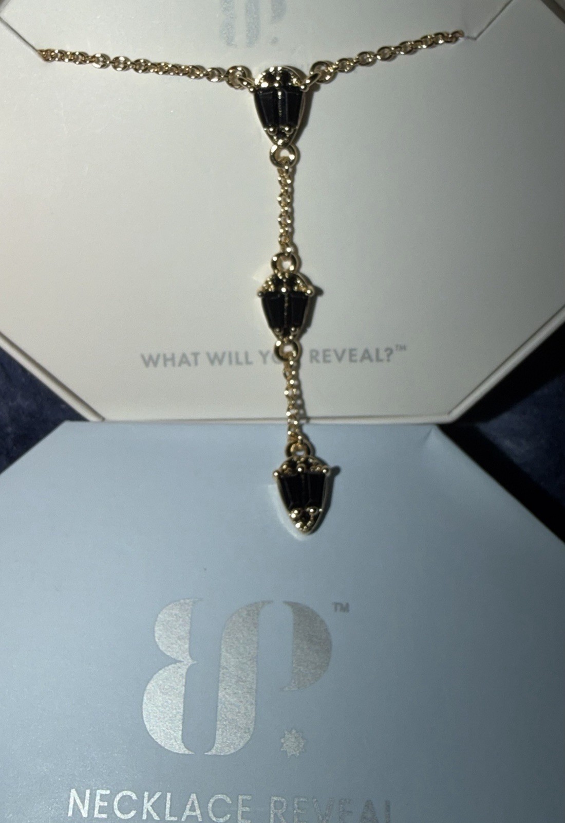 Bomb Party NK92712 “The Reese Necklace” Black Onyx on Yellow Gold Plating