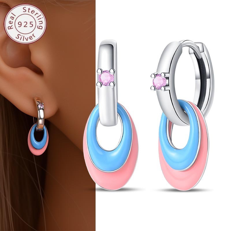 KUNSIR 925 Sterling Silver Dopamine Earrings Sweet Girl Engagement Party Gift