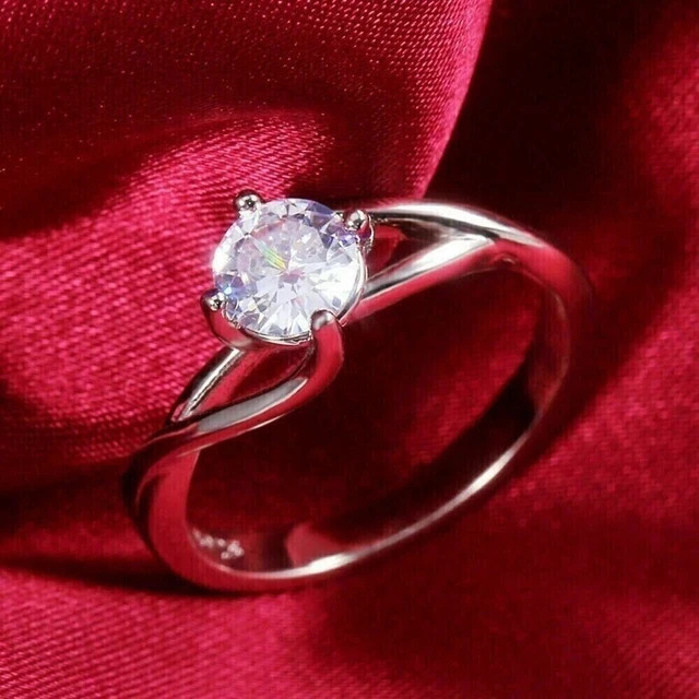 Lab Grown Diamond Women’s 2ct Stunning Solitaire Ring In 14K White Gold Plated