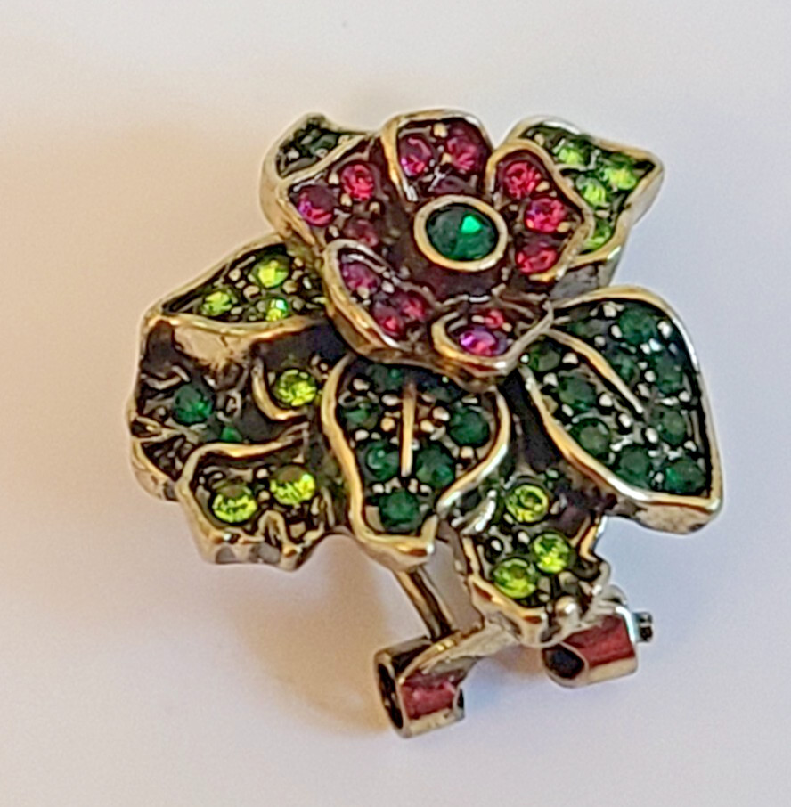 HEIDI K9 SIGNED HUMMINGBIRD AND FLOWER EARRINGS MULTICOLORS CRYSTALS RHINESTONE