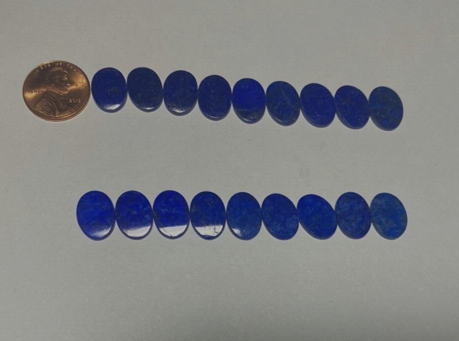 VINTAGE LOT 0F 9 PCS 14/10 MM NATURAL BLUE LAPIS LAZULI CONCAVE CUT PRETTY BLUE