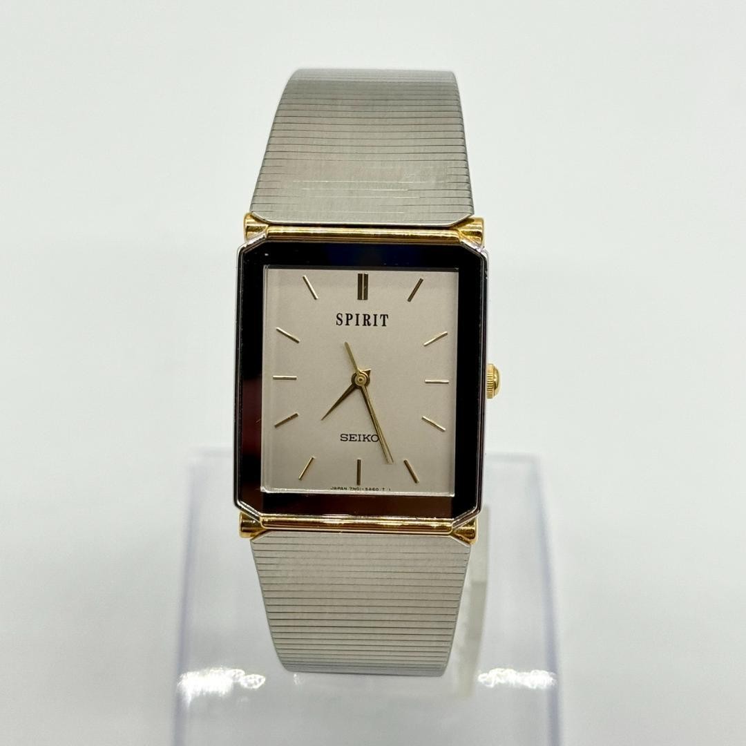 Working condition SEIKO SPIRIT wristwatch, gray dial, 3 hands, with box.