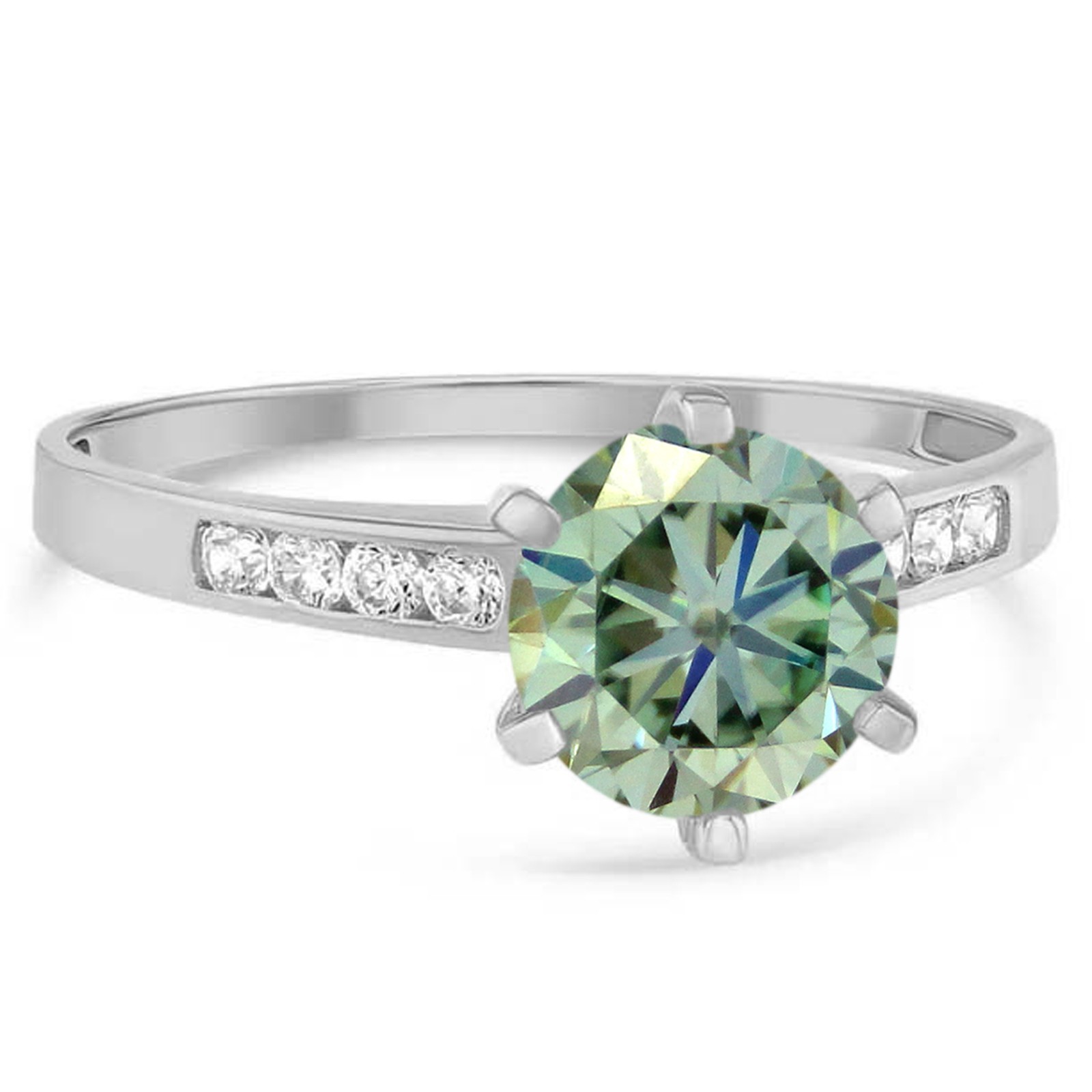 14KT Gold 2.60Cts. Certified Bluish Green & White Diamond Ring – Tariff Free