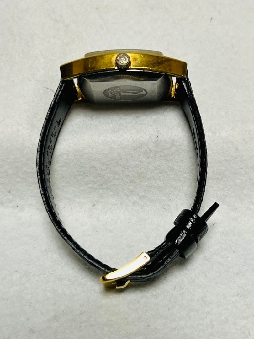 NIVADA Date Automatic 21-Jewel Gold Tone 30mm Black SEIKO Strap Watch 12H Power