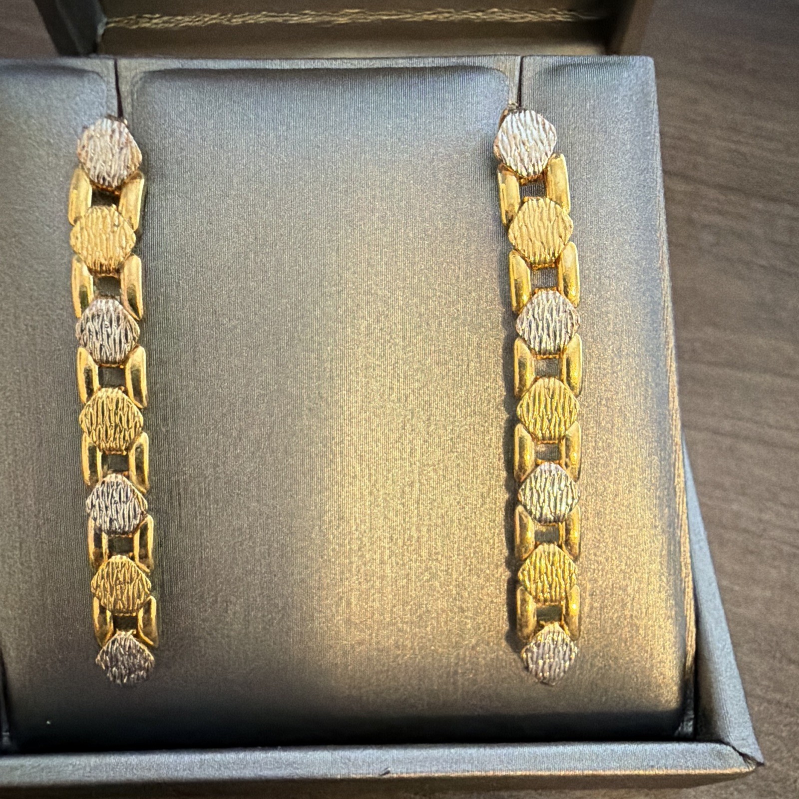 Gold filled & Silver Tone Link Dangle/Drop Earrings, Butterfly Closure, Lobe,