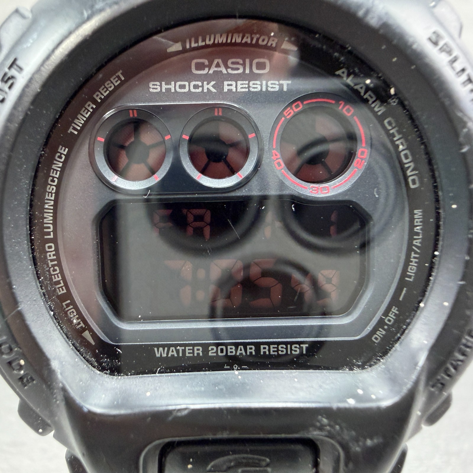Casio G-Shock DW-6900MS Watch Men 51mm Black Red Alarm Chrono Digital New Batt