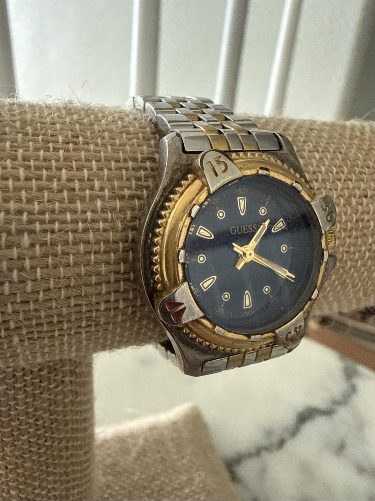 Lot Of two Ladies Watches Citizen And Guess , Blue Dials Silver And Gold Tone