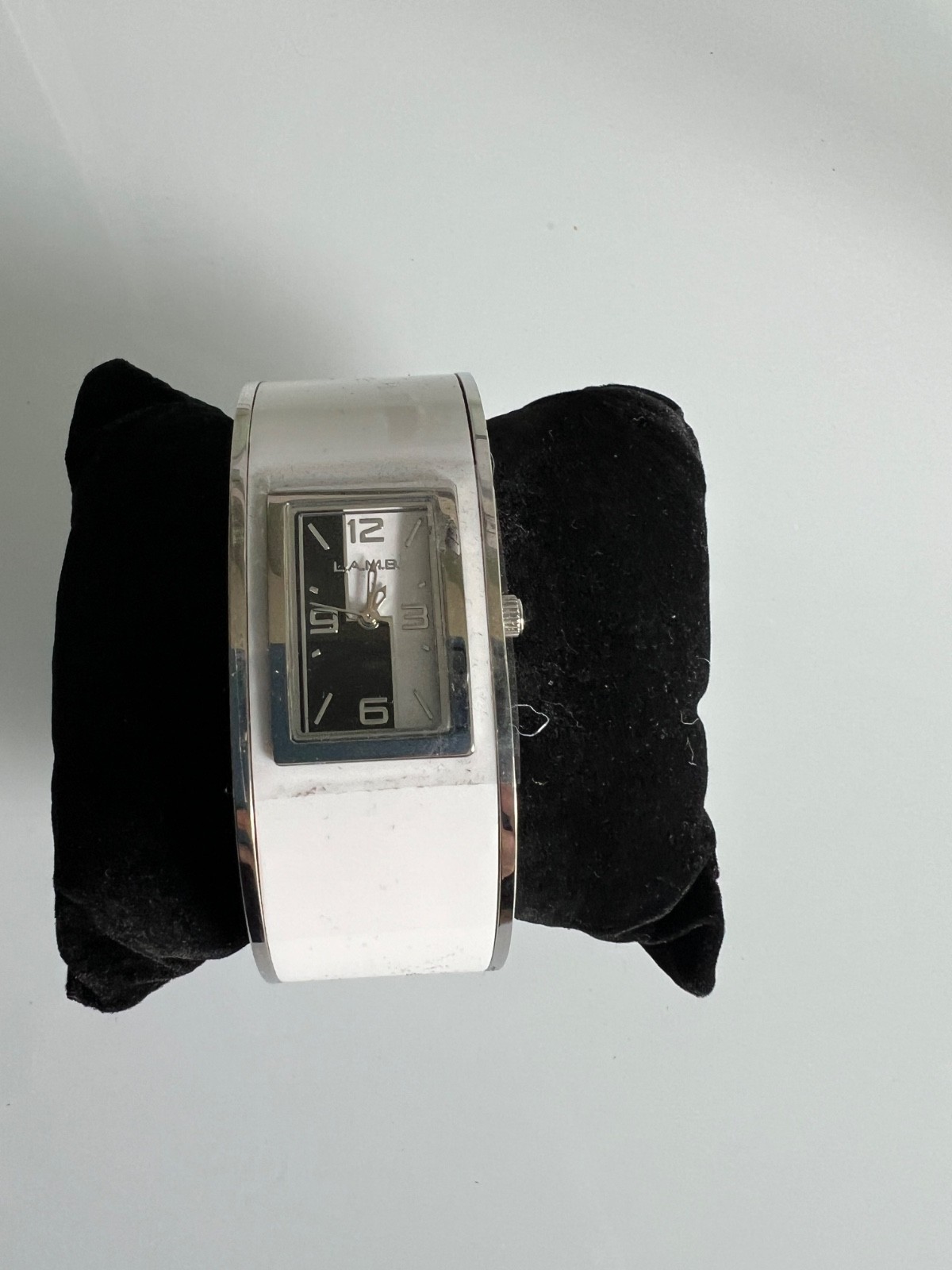 Authentic L.A.M.B. Gwen Stefani analog watch White black silver Bangle