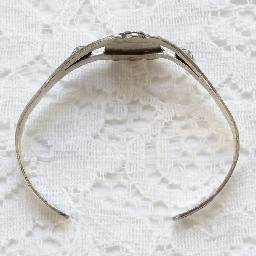 Fred Harvey Era Navajo Turquoise Sterling Thunderbird Cuff Bracelet SMALL WRIST